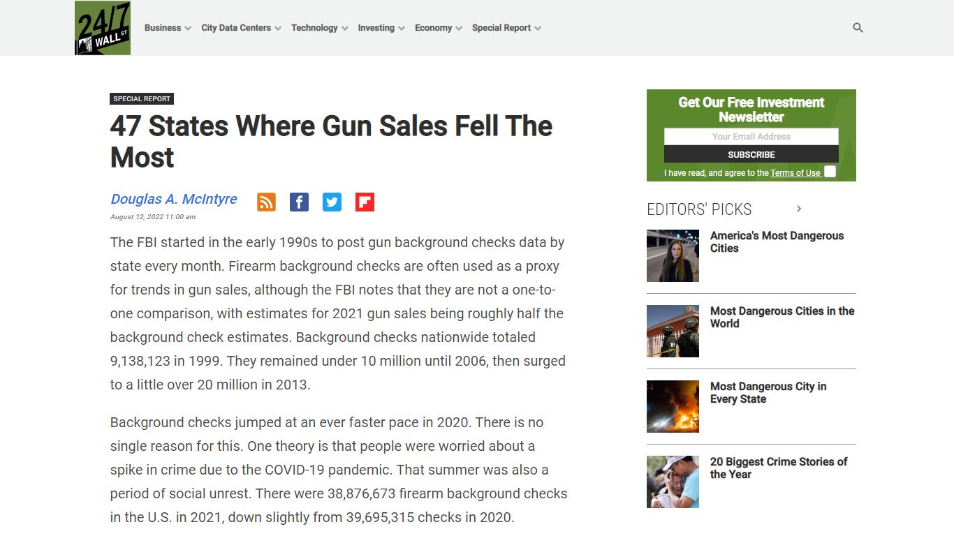 47 States Where Gun Sales Fell The Most – 24/7 Wall St.